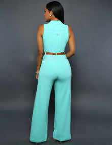 Macacão Feminino Pantalona Cintura Alta com Amarração | Bella Stilo