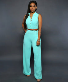Macacão Feminino Pantalona Cintura Alta com Amarração | Bella Stilo