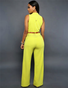 Macacão Feminino Pantalona Cintura Alta com Amarração | Bella Stilo